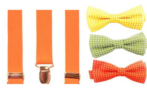 Citrus Cooler Bow Tie & Suspenders Set - Tangerine Splash